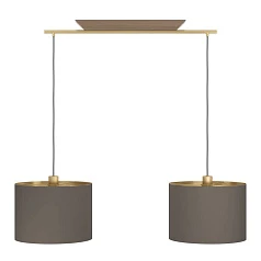 купить красивые 390336 Люстра SANTANDRIA, 2X40W (E27), L1050, B350, H1500, сталь, дерево, матовая латунь, коричневый/текстиль, капучино, латунь в интернет-магазине