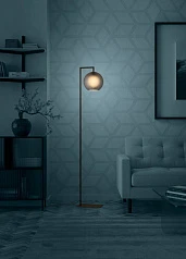 390254 Торшер с ножным выключателем ARANGONA, 1X40W (E27), H1715, сталь, черный/матовое стекло, серый