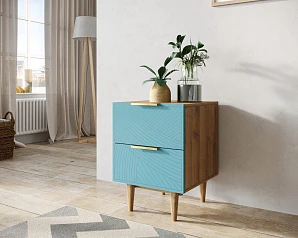 купить Тумбочка с двумя ящиками "Line" LN07/GR1/blue в интернет-магазине
